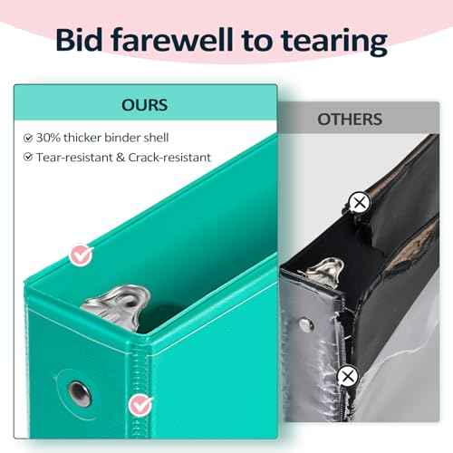 2 Pack BinderX Extra Durable 3 Ring Binder, 1 Inch Binder Round Rings, Fits 350 Sheets of 8.5x11 Paper, Customizable View Cover with Inside Pockets, Cute 1 Inch Binders 3 Ring, Pink & Purple