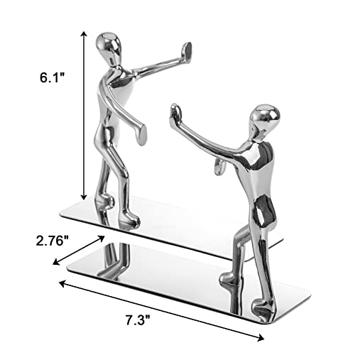Fasmov Heavy Duty Stainless Steel Bookends - Nonskid Art Bookends, Silver, 1 Pair