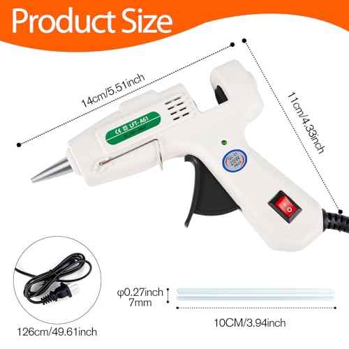 Mini Hot Glue Gun Kit with 30 Glue Sticks - Fast Preheating Hot Melt Gun, High Temp for School Crafts DIY Arts and Quick Home Repairs(White)