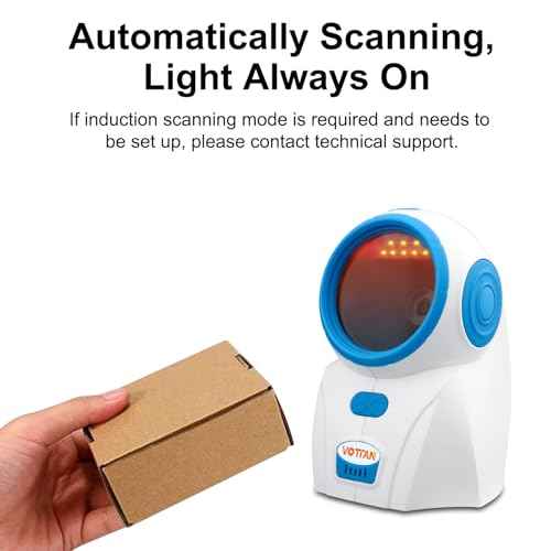 VOTTAN Desktop Barcode Scanner, Hands-Free QR 1D 2D Wired USB Omnidirectional Bar Code Scanner Screen Automatic Scanning Platform Scanner for POS Cash Register (White)