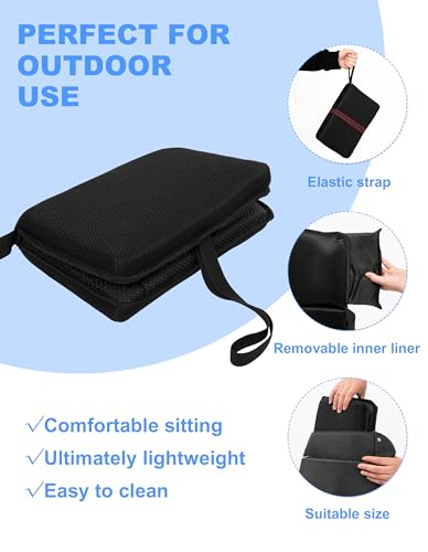 FASTMOMENT Portable 15.7'' Foldable Airplane Seat Cushion – Black, Standard Size