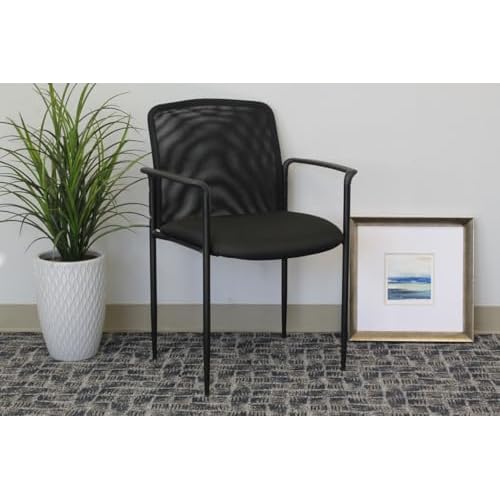 Boss Office Products Stackable Mesh Guest Chair in Black, 250 (B6909-BK)
