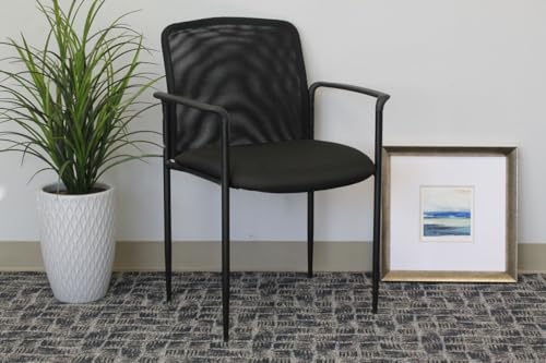Boss Office Products Stackable Mesh Guest Chair in Black, 250 lbs – B6909-BK