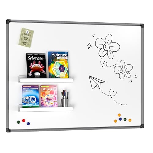 White Magnetic Book Shelf for Whiteboard - Strong Adhesion, Reusable Classroom & Office Organizer - 2 Pieces