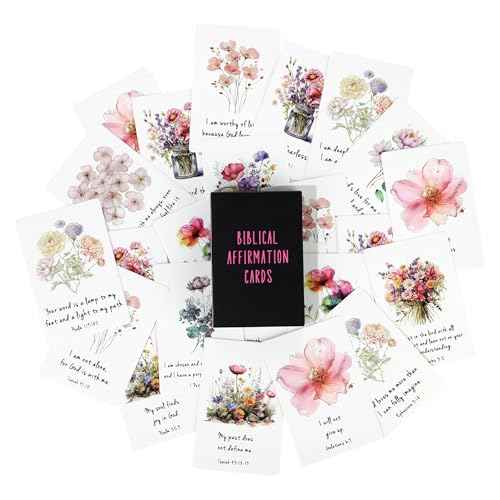 JoycuFF Affirmation Cards for Women, Prayer Cards Bible Verse Scripture 50 Daily Positive Affirmations & Meditation Mindfulness Empowerment Gifts