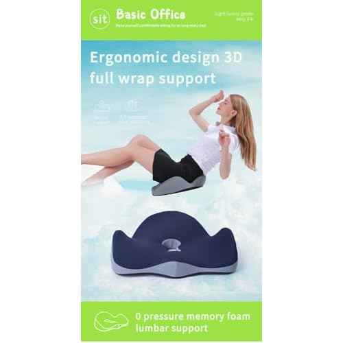 Pampkin NeuroFoam Memory Foam Seat Cushion ? Ergonomic Coccyx Support for Lower Back Pain, Sciatica & Tailbone Relief ? Pressure-Relief, Breathable Design for Office Chair, Car Seat, Home & Travel