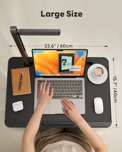 SAIJI Adjustable Bed Laptop Desk with LED Light, Foldable & Multi-Use