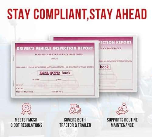 Mytee Products Driver Vehicle Inspection Report Book 31 Sets 5.5 x 8.5 in - 10 Pack DVIR 2-Ply Carbonless, Stapler Bound