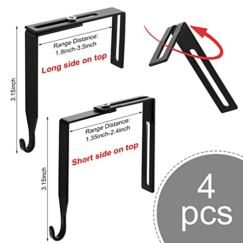 Amylove Black Adjustable Cubicle Hooks Set of 4 for Office & Whiteboard