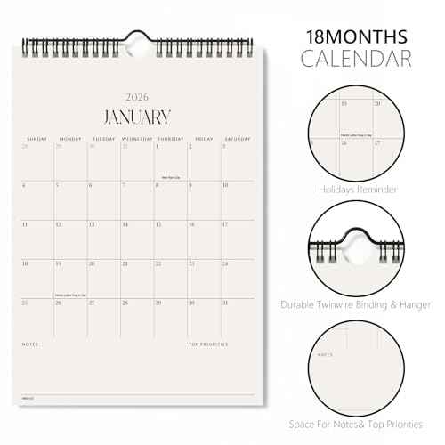 Jotsome Wall Calendar 2025-2026, Monthly Wall Calendar From Now to December 2026 11x8.5 inch for Home and Office, Easy Planning