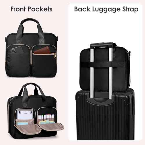 3 Ring Zipper Binder, 2 Inch Ring Binder Organizer Bag with Shoulder Strap Fits 13 Inch Laptop and 500 Sheets, Black (Empty Bag Only)