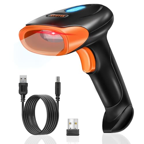KUIIYER Bluetooth Barcode Scanner, Wireless 2D QR 1D Bar Code Scanners Handheld Barcode Reader with Updated 800 X 600 Pixel CMOS, Plug & Play for iPhone, Android, iPad, Tablet, PC Computers & POS