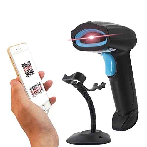 Bluetooth QR Code Scanner - Book Scanner for Personal Library Libib, 1D 2D Codes Scanners for Laptop Computer Mac iPhone Android, Wireless Bluetooth Bar Code Scanner (with Stand)