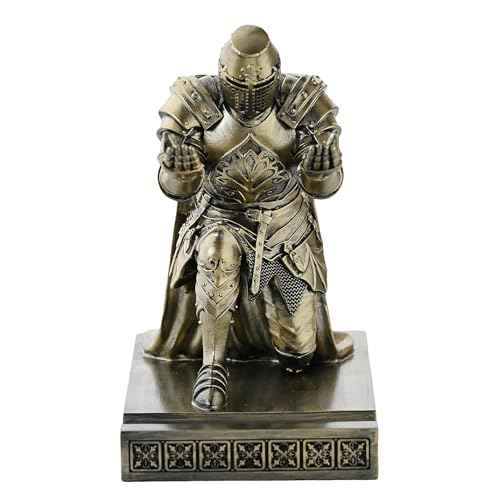 Medieval Templar Vanguard Officer Knight Pen Holder Pen Stand Desk Organizers and Accessories Resin Mobile Phone Stand as Gift for Office and Home Desk Organizer (Bronze)