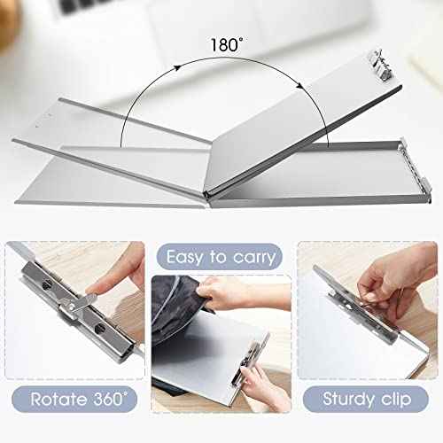 Henoyso Metal Storage Clipboard Bulk Heavy Duty Aluminum Clip Board for Teacher Contractor Medical Construction Office School Classroom, 12.6x9.2x1 Inch, Fit Letter Size 8.5x11 Inch Paper (2 Pcs)