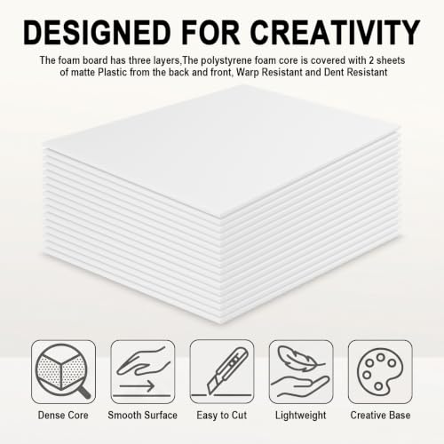 ALISWAT 20 Pack White Foam Boards 12x16.5in 3/16in Thick for Crafts & Projects