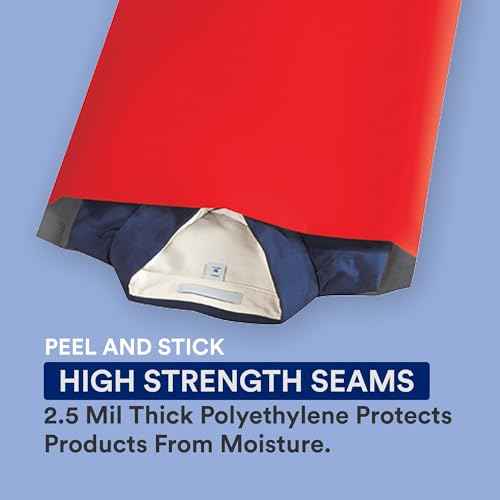 BOX USA Red Shipping Bags Large Heavy Duty 10" x 13" (100-Pack) | Waterproof Bag Poly Mailers for Packing Clothing and Secure Shipping, Packaging & Small Business Mailing