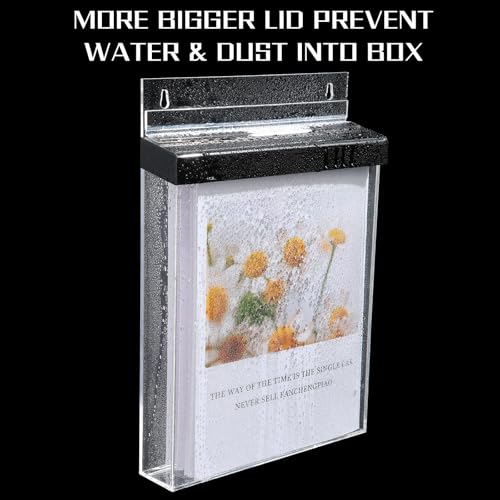 2 Pcs Outdoor Brochure Holder 8.5" x 11" with Lid Acrylic Wall Mount Flyer Box with Self Closing Lid Waterproof Heavy Duty with Screw for Real Estate Flyer Document Pamphlet Display (Black)