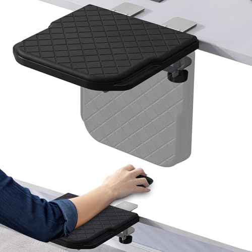 Arm Rest for Desk, 90¡ÆFoldable Computer Wrist Rest Shelf with Sponge Padding, Clamp on Arm Support, Ergonomic Sturdy Desk Extender for Office & Home, Durable & Easy to Install (Black)