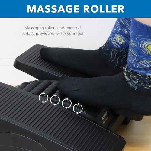 Mount-It! Ergonomic Footrest, Tilt Adjustable Individual Platforms, Height Adjustable Foot Rest with Massage Surface, Under Desk Foot Stool for Office, Leg Support and Improved Posture, Black