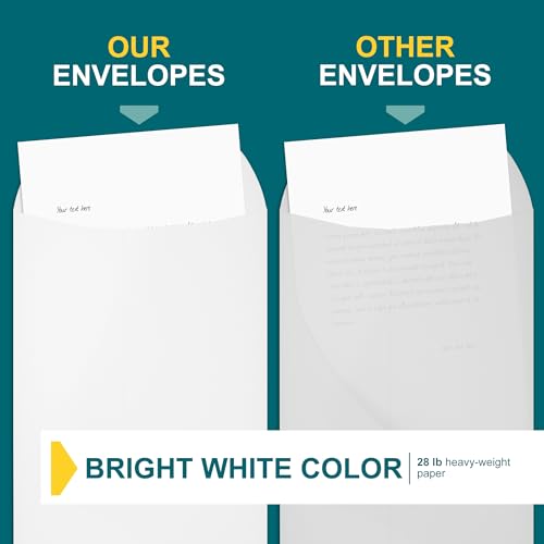 Bulk 6x9 Catalog Envelopes with Gummed Seal - 500 Bright White Heavyweight Mailing Envelopes
