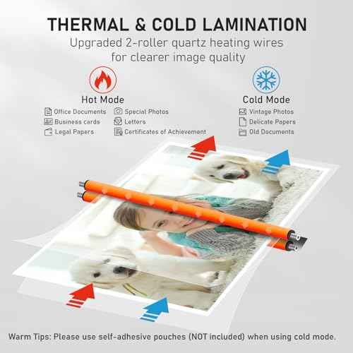 13 Inch A3 Laminator Machine, 9 in 1 Desktop Thermal Never Jam With 40 Pouches, Paper Trimmer and Corner Rounder, 1Min Fast Warm-Up for Home Office School Use, Black