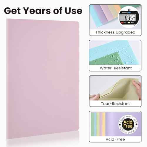 Sooez 6Pack Folders with Pockets, Pastels Colors, Heavy Duty Pocket Folder, Plastic Folders with Pockets, 2-Pocket Folder Bulk, Aesthetic File Folder, Back to School Office Filing Supplies