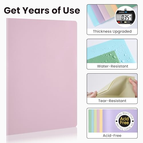 Sooez 7-Pack Pastel Color Heavy Duty Plastic Folders with Pockets, School & Office Use