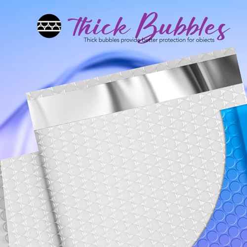 Fuxury Cute Design Bubble Mailers 6x10" 100 Pack Opaque Padded Envelopes Usable Size 6x9" Self Seal Pattern Shipping Envelopes for Mailing Jewelry Makeup Cards #0 Thick Bubble Padded Mailer BluePurple