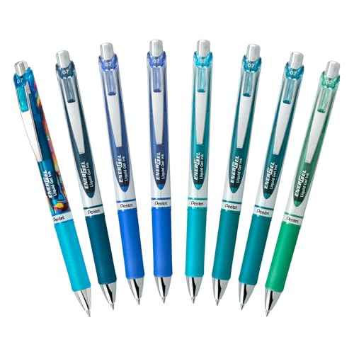 Pentel EnerGel RTX Retractable Liquid Gel Pen, 0.7mm, Note-Taking Hue, Navy, Blue, and Sky Blue Ink, Pack of 3 Pens (BL77LBNBP3M)