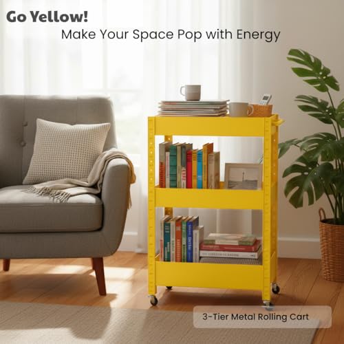 3 Tier Rolling Cart Metal? Quick-Assembly, Thick Galvanized Steel, Waterproof & Moisture-Proof, 200 lbs Max Load, Brake Wheels, Multi-Purpose Use (Home & Commercial & Bar)