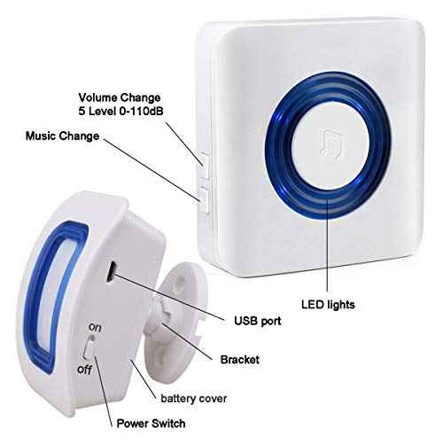 EverNary Caregiver Pager Indoor Motion Sensor Alarm Room Bed Alarms and Fall Prevention for Elderly Dementia Patients/Mailbox Alert Device for Home (2 Pager+1 Sensor)