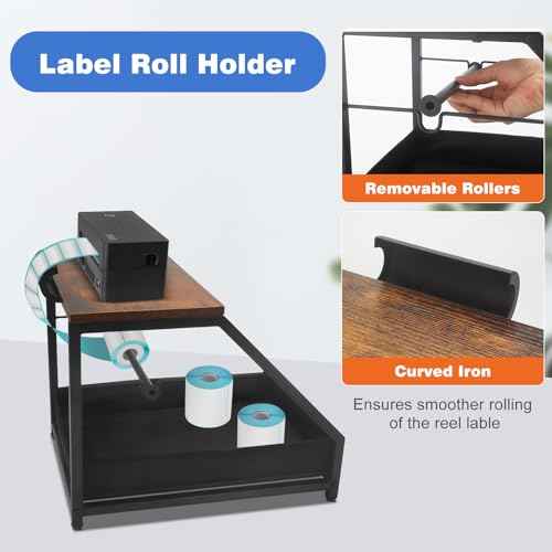 Thermal Printer Stand with Drawer, Desktop Label Holder for Rolls and Fan-Fold Labels, Organizer for 4x6 Shipping Label Printer - Home Office & Small Business Essentials