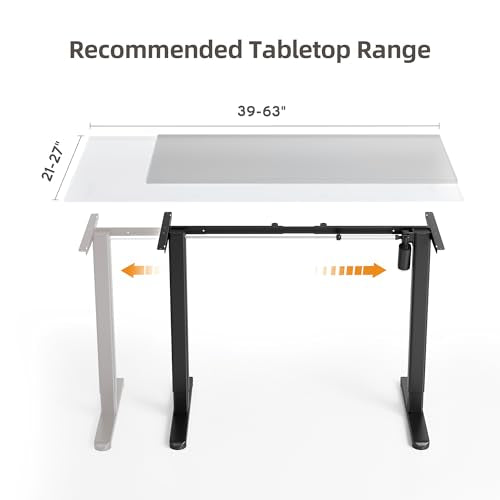 Claiks Standing Desk Frame, Electric Stand Up Desk Legs Frame Workstation Up to 63",T-Shaped Adjustable Standing Computer Desk for Home and Office, (Black Frame only)