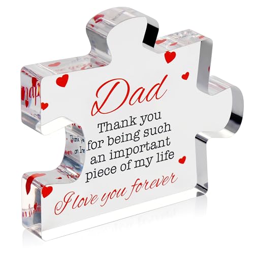 VELENTI Dad Engraved Acrylic Puzzle Block - Father's Day Keepsake Gift from Son or Daughter