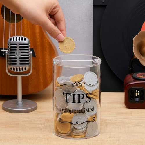 Vesici Compact Acrylic Tip Jar 3.9" Diameter x 5.9" Height with Magnetic Lid