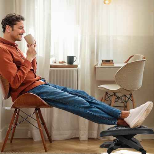 Adjustable Under Desk Footrest,Adjustable Foot Rest for Under Desk at Work with 3 Height Settings and 30-Degree Angle,Foot Stool Under Desk with Massage Texture,Foot and Leg Rest for Home & Office