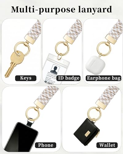 Dusty Pink & White Scrunchie Lanyard with ID Holder for Teachers & Office Staff