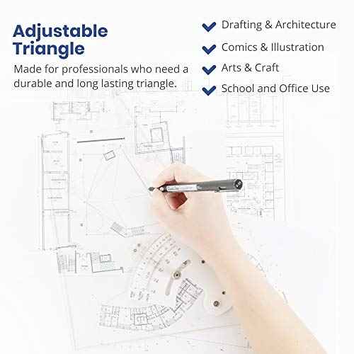 Pacific Arc Professional Adjustable Triangle Clear With Inking Edge 10"