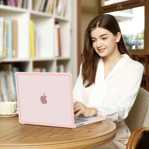 MOSISO Compatible with MacBook Air 13 inch Case 2025 2024 2023 2022 M4 A3240 M3 A3113 M2 A2681,Anti-Cracking Heavy Duty TPU Bumper Hard Case&Keyboard Skin&ScreenFilm for MacBook Air 13.6, Pink