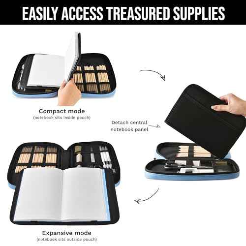 Scribbles That Matter - B5 Pencil Case Pouch + Journal Organizer - Large capacity Kawaii Pencil Pouch, Pen Case, Marker Case, Journal Pouch Zippered Pocket Adjustable Shoulder Strap (8.5 x 12.5)