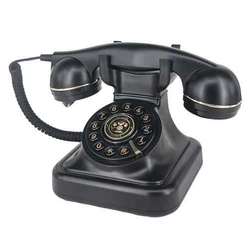Vintage Phone, a Black Vintage Telephone with Button Dialing, Used for Home and Office Desk.