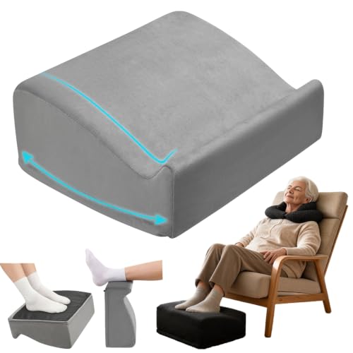 Foot Rest Under Desk with Rocking Base, Gray Velvet | 12.6" L x 15" W x 6.1"