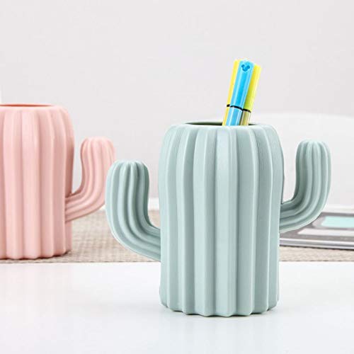 AIBEARTY 2 PCs Creative Cactus Shaped Pencil Holder Container Desktop Pen Brush Organizer Office Stationery Supplies Home Decor,Green+Pink