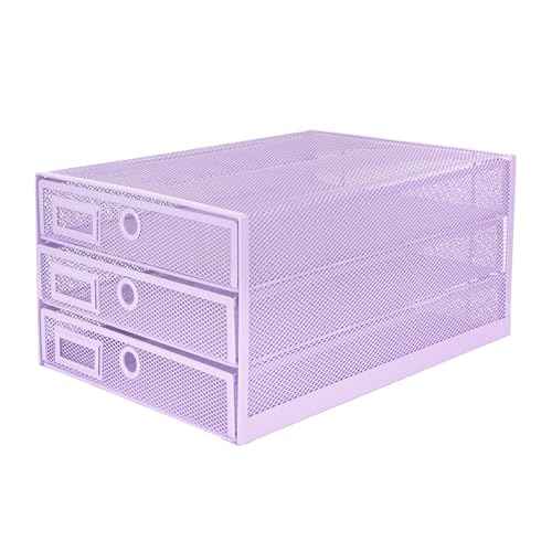 EXERZ Paper Sorter 3 Tier Drawers A4 / Multifunctional Desk Organiser/Letter Tray - Documents, Magazines, Notebooks and Letters - Light Purple
