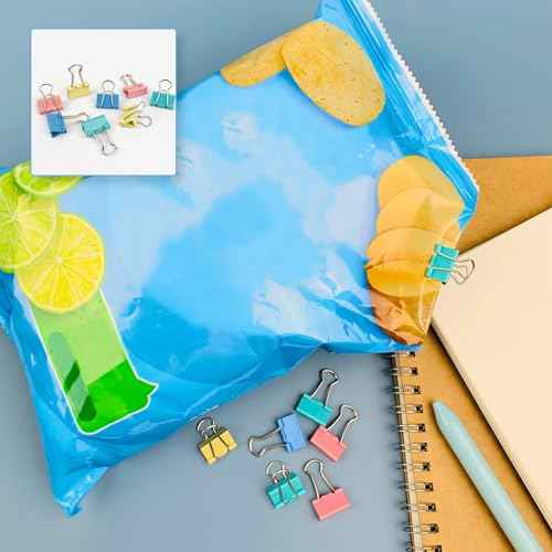 240-Pack Mini Binder Clips in 4 Colors (Blue, Yellow, Red, Green), 15mm/0.6-Inch Small Paper Clips for Home, School, Office and Business