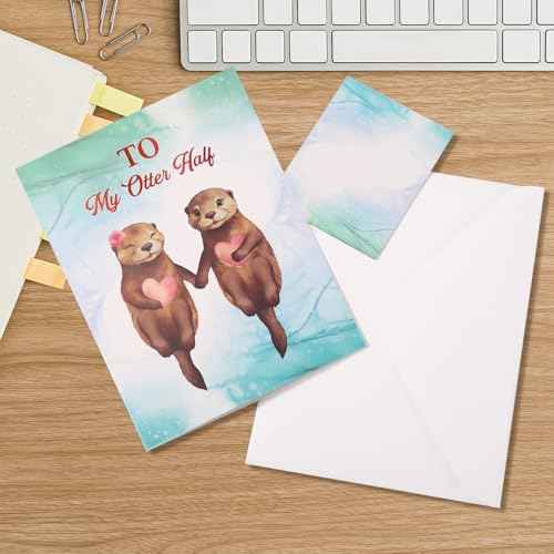 Anniversary Card, Otter 3D Pop Up Anniversary Cards for Wife, Husband, Couple, Valentines Day Card with Message Note & Envelope, Funny Valentines Cards for Him, Her, Girlfriend, Boyfriend
