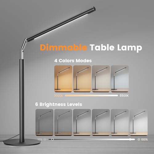 SIBRILLE Black Metal Dimmable LED Desk Lamp - 16-inch Adjustable Brightness & Color