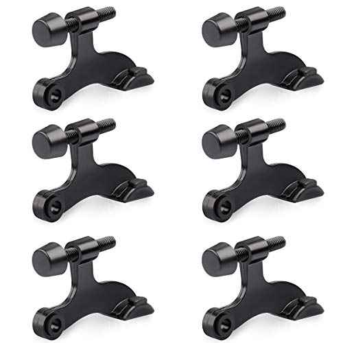HOMOTEK 6 Pack Hinge Pin Black Door Stopper,Adjustable Deluxe Heavy Duty Door Stopper 2-1/2"x1-3/4¡±,with Black Rubber Bumper Tips