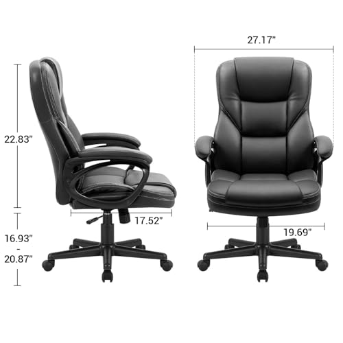 Furmax Black Executive Office Chair with Lumbar Support, High Back, Swivel & Adjustable Height